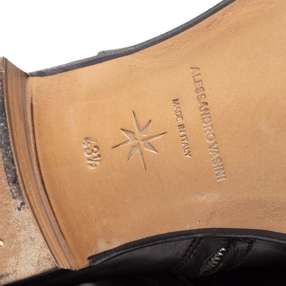 ALESSANDRO VASINI SONNY 40MM ANKLE ZIP BOOT IN BLACK CALFSKIN 43.5/US10.5 - Picture 14 of 14